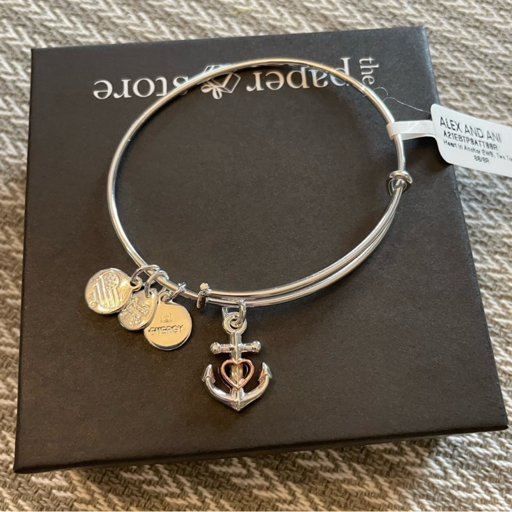 Alex and Ani Silver Anchor Charm Bracelet